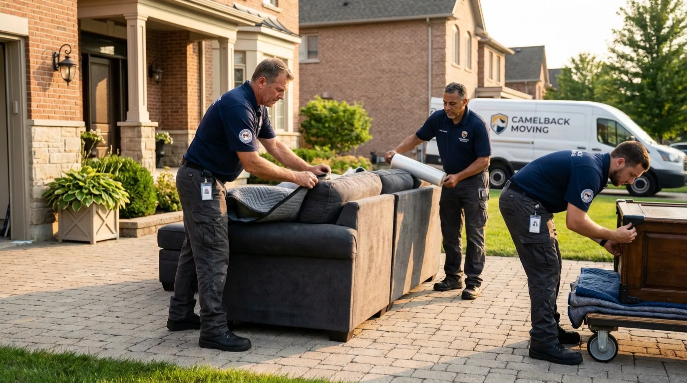 Large estate moving crew wrapping furniture in Virden, IL