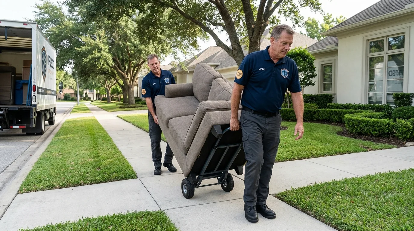 Local residential moving crew loading furniture in Virden, IL
